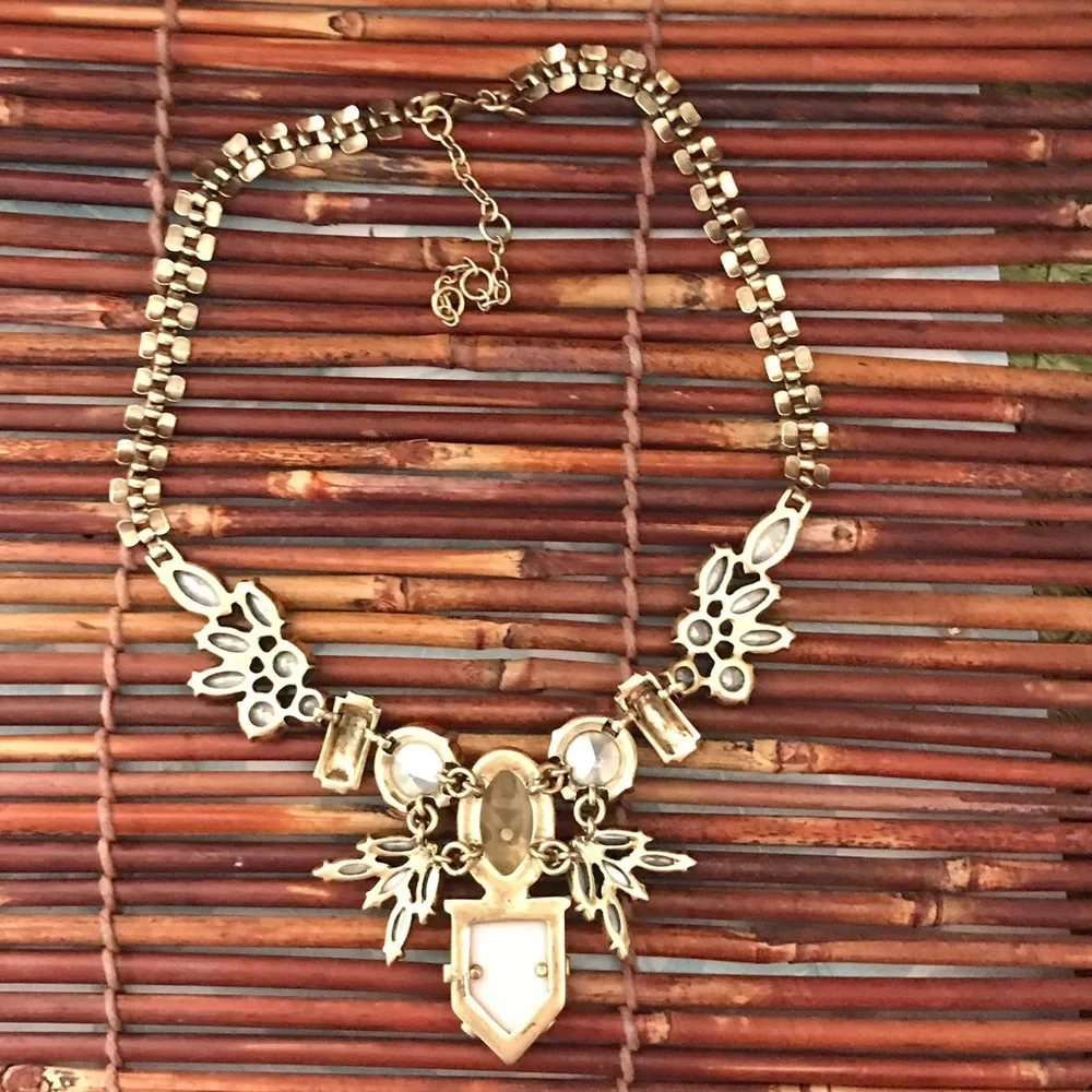 J Crew Rhinestone & Resin Stunner Statement Necklace